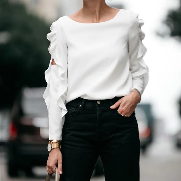 Club Monaco Ruffle Sleeve Top - Picture 5 of 5